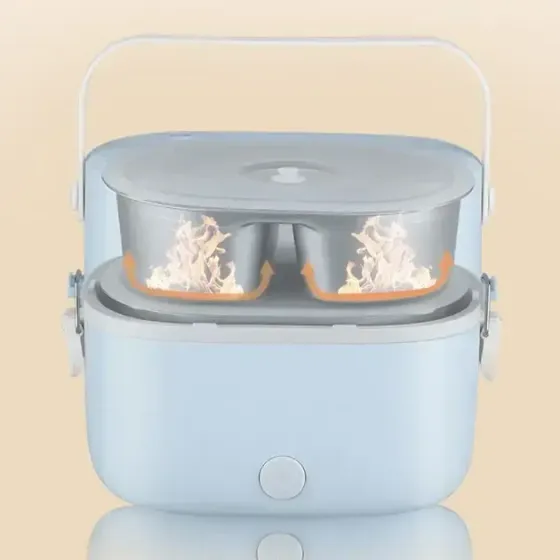 Ланч-бокс с подогревом объемом 1 л на два контейнера с крышками LY-800 Коломия