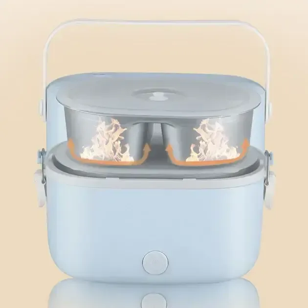 Ланч-бокс с подогревом объемом 1 л на два контейнера с крышками LY-800 Коломия - фото 6