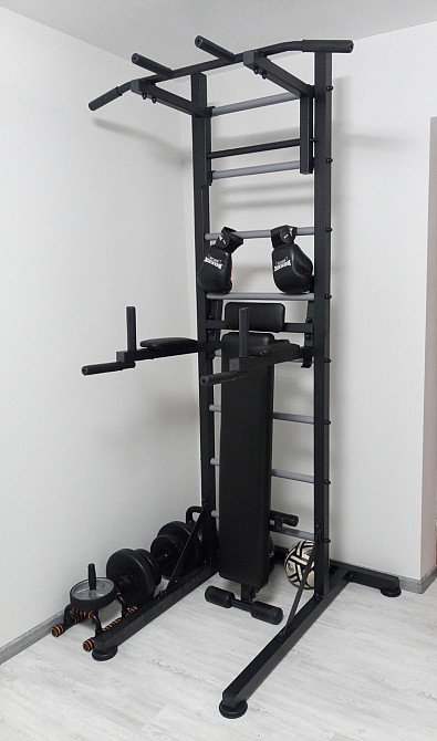 Напольная шведская стенка универсальная передвижная турник брусья лавка гимнастическая для детей и взрослых Каменское - изображение 2