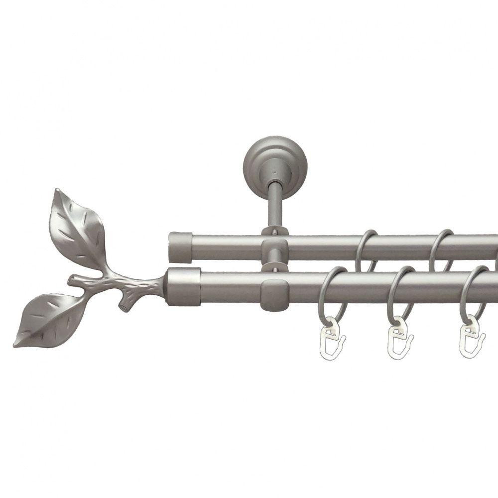 Карниз Orvit Листок Троянди металевий дворядний відкритий гладка труба кільце металеве Сатин 19\16 мм 240 см Львов - изображение 1