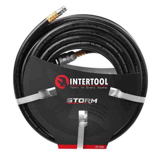 Шланг резиновый воздушный, армированный, до 20 атм, 6×13 мм, 20 м, с быстроразъемными соединениями, STORM INTERTOOL PT-1721 Киев