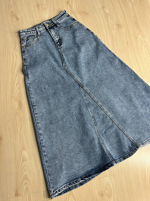 Спідниця жіноча джинсова Moss 501 довга трапеція з клином блакитна, блакитний, 26, 26, 73 см, 97 см Київ - фото 3