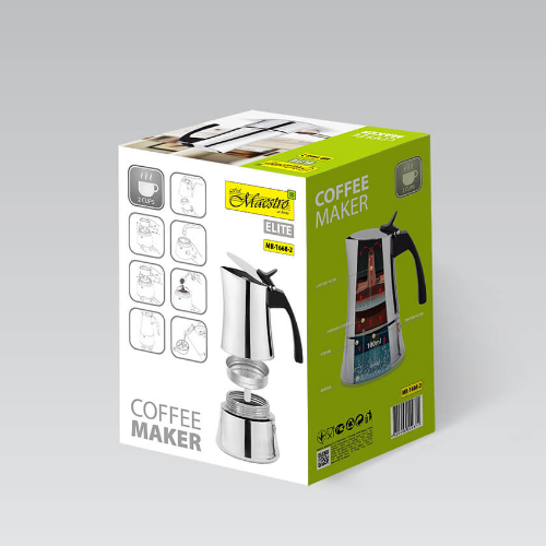 Кавоварка гейзерна 100мл (2 порції) нержавіюча сталь MR-1668-2 Espresso Moka Maestro Житомир