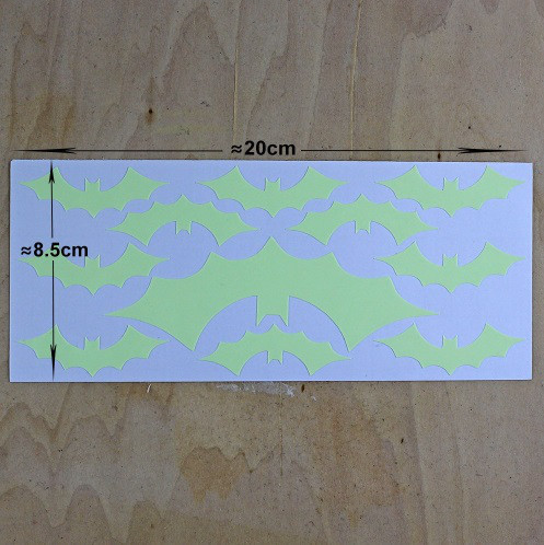 Наклейки на Хэллоуин фосфорные Летучие мыши 200 на 85 мм салатовый Киев - изображение 3