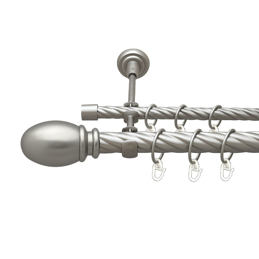 Карниз Orvit Белуно металевий дворядний відкритий скручена труба кільце металеве Сатин 25\16 мм 240 см (00-00023522) Львів - фото 1