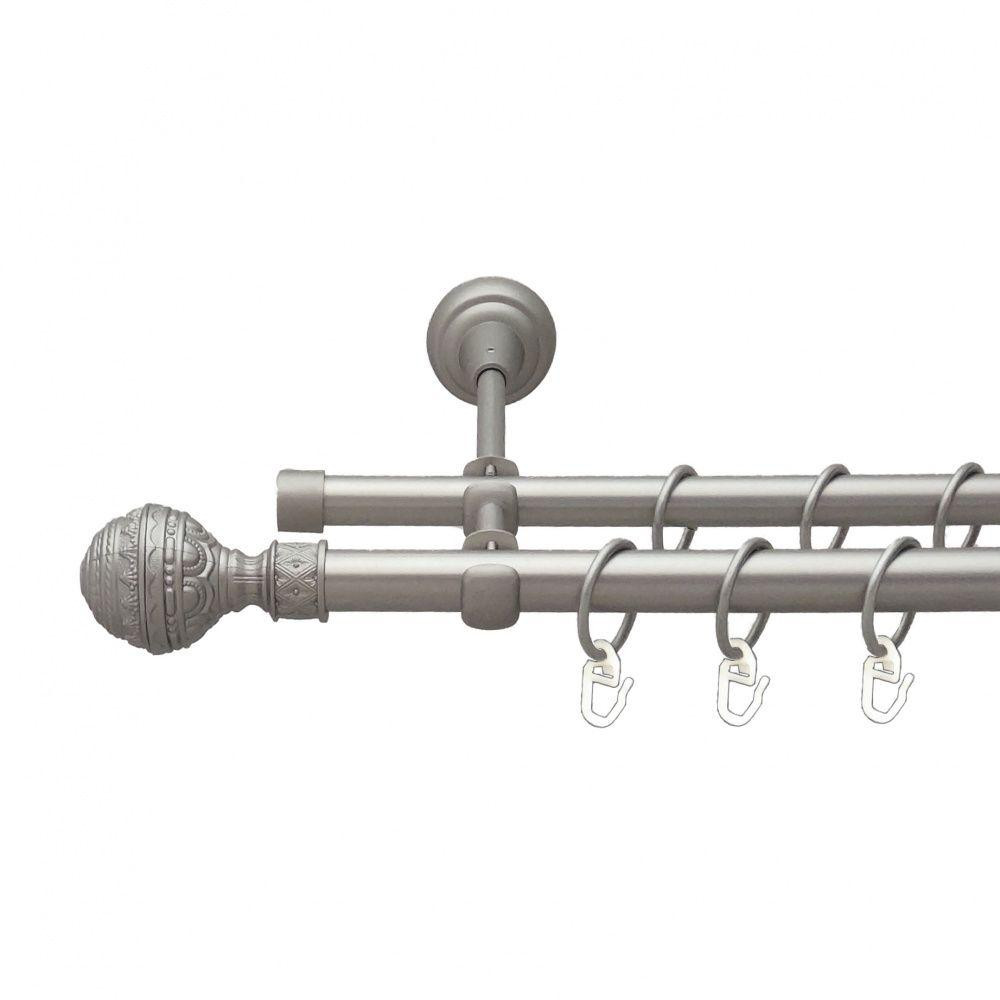 Карниз Orvit Арабеска металевий дворядний відкритий гладка труба кільце металеве Сатин 19\16 мм 300 см (00-00013667) Львів - фото 1