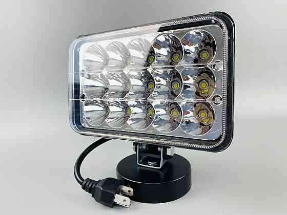 Фара LED прямокутна 45W, 15 ламп, дальній і ближній промінь 10/30V 6000K товщина: 80 мм Мукачево