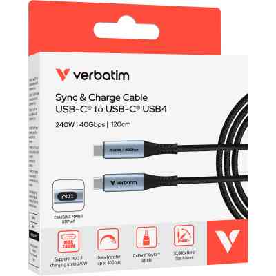 Дата кабель USB-C to USB-C 1.2m with display 240W black Verbatim (31849) Винница