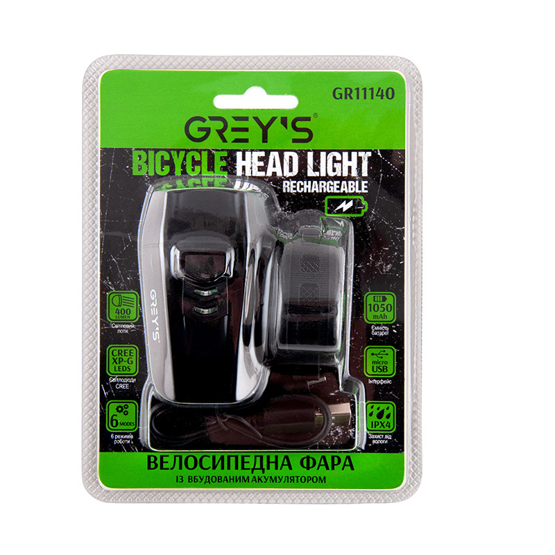 Фонарик на велосипед Grey's LED 1xCree XP-G 400lm 1050mAh microUSB Львов - изображение 2