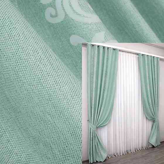 Комплект готових штор VR-Textil Льон № 1157ш Блакитний 140х270 см 2 шт (39-765 ) Київ