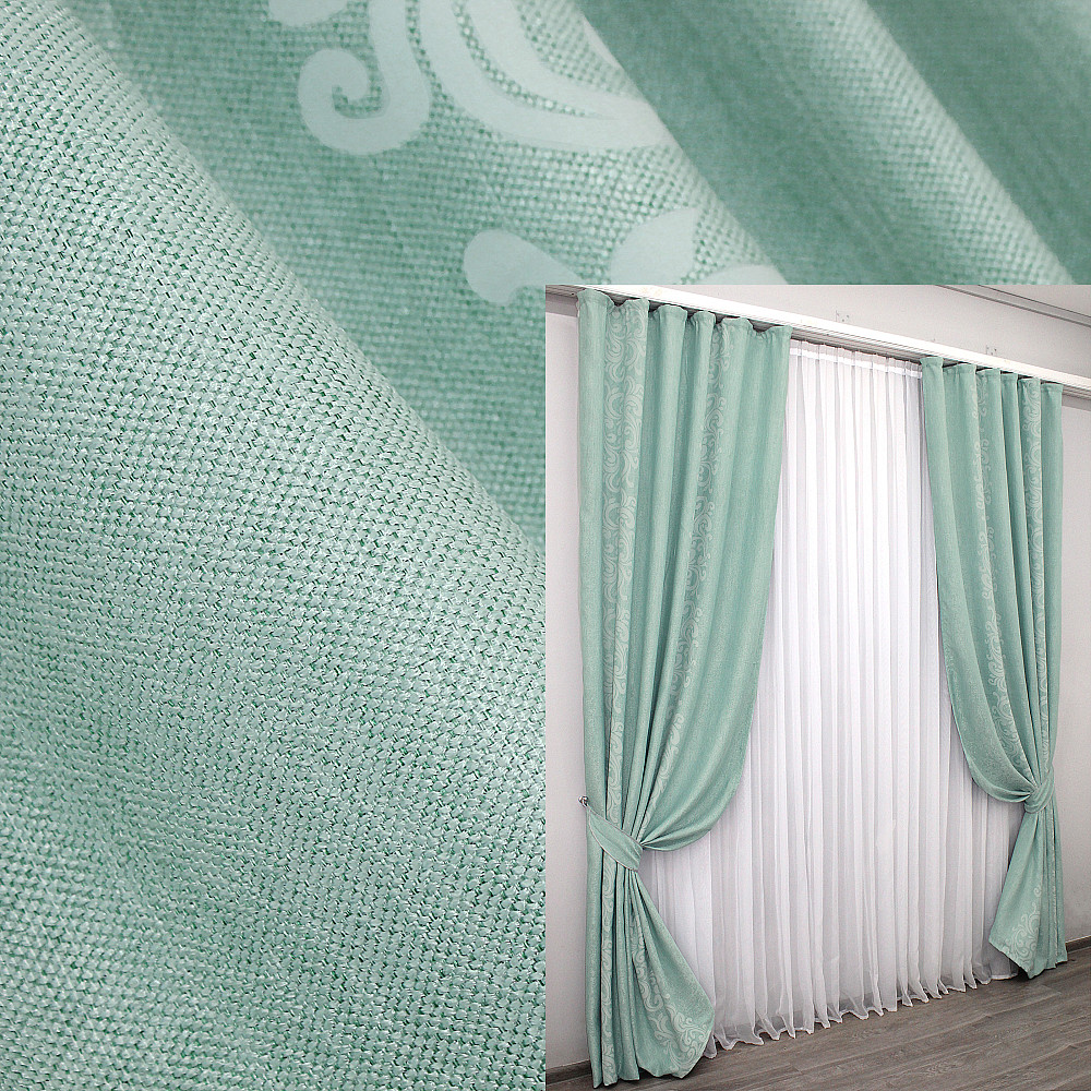 Комплект готових штор VR-Textil Льон № 1157ш Блакитний 140х270 см 2 шт (39-765 ) Київ - фото 1