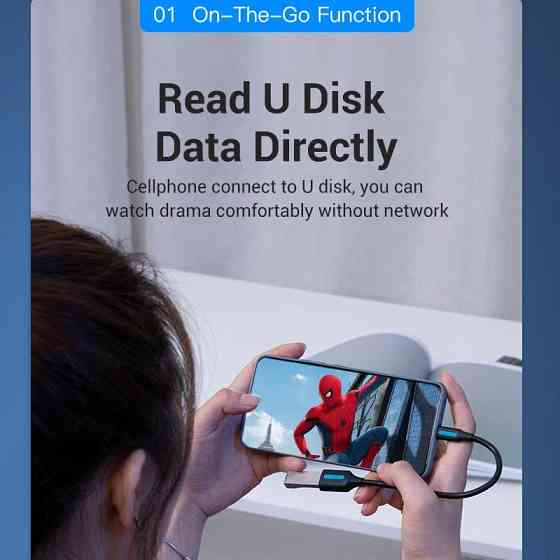 Перехідник USB 2.0 Type-C --> USB AF (OTG), 0.15 m  PVC Vention чорний Вінниця