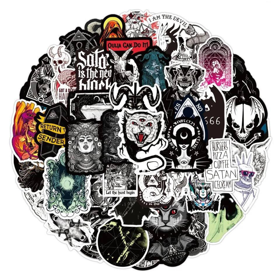 Готичні наліпки. Водонепроникні вінілові сатанинські наклейки для пляшки води, комп'ютера, ноутбука, Київ - фото 2