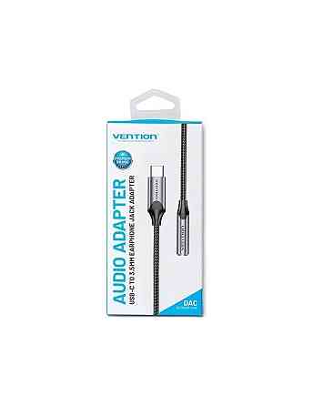 Адаптер Vention USB-C Male to 3.5MM Earphone Jack With DAC Adapter 0.1M Gray Aluminum Alloy Type (BGMHA) Київ