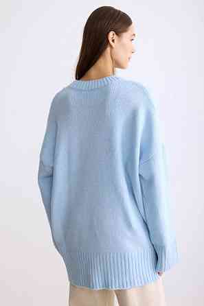 Жіночий затишний оверсайз светр машинне в'язання Блакитний Одеса