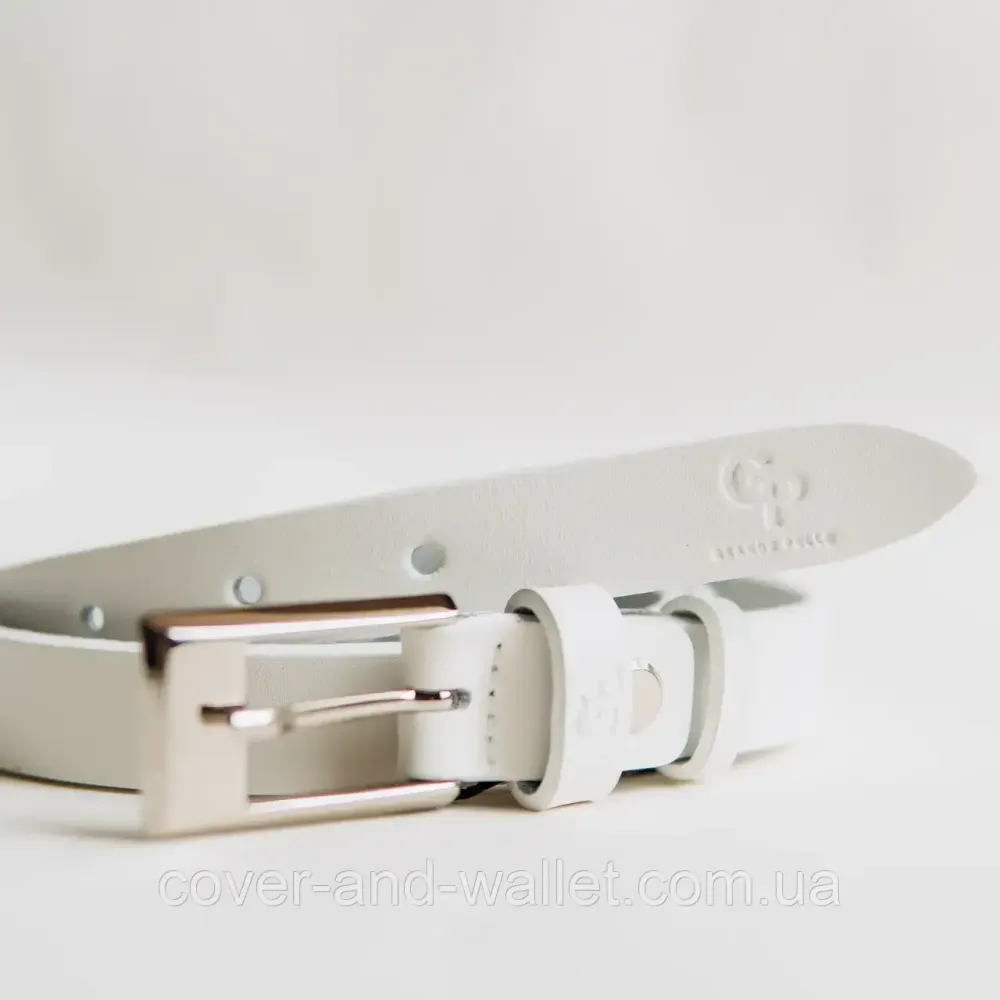Білий тонкий жіночий пояс з натуральної італійської шкіри Grande Pelle 20 мм Grande Pelle Київ - фото 7