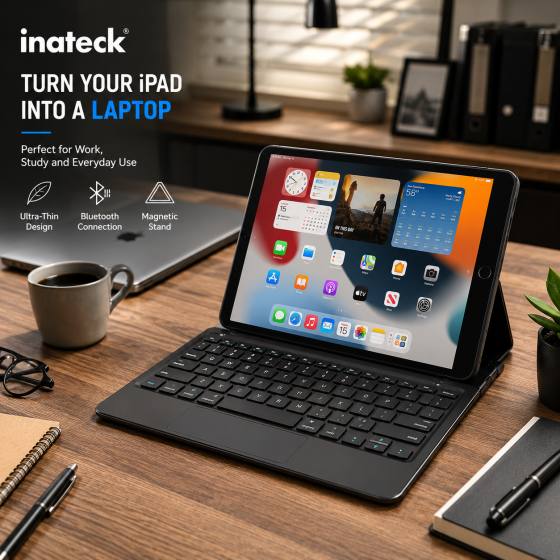 Чохол-клавіатура Inateck для iPad 10.2 7/8/9 покоління, iPad Air 3, iPad Pro 10.5, Bluetooth, ультратонкий, чорний Київ