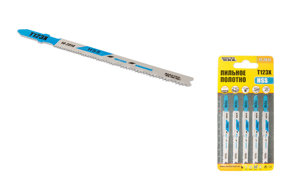 Полотно пиляльне для лобзика MASTERTOOL T123X PROGRESSOR 5 шт. метал чистий прямий розріз 10-21TPI/100 мм Рівне - фото 1