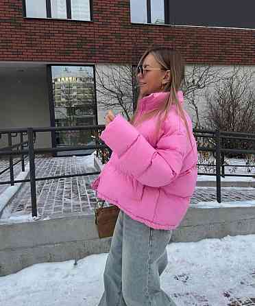 Женская куртка на молнии оверсайз кроя плащевка эмми Розовый, 44/46 Одесса