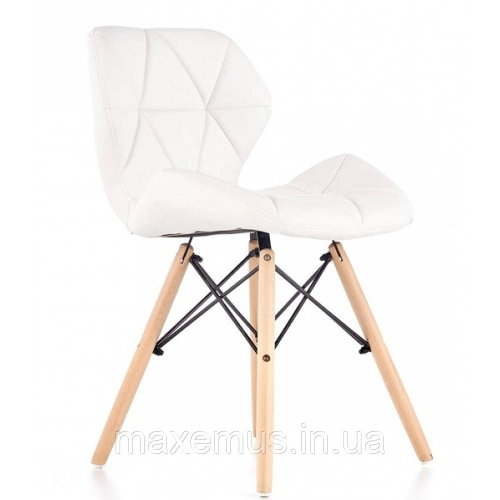 Кухонний стілець В-531 екошкіра м'який табурет на ніжках в вітальню обідній стілець на кухню білий Мостиська - фото 1