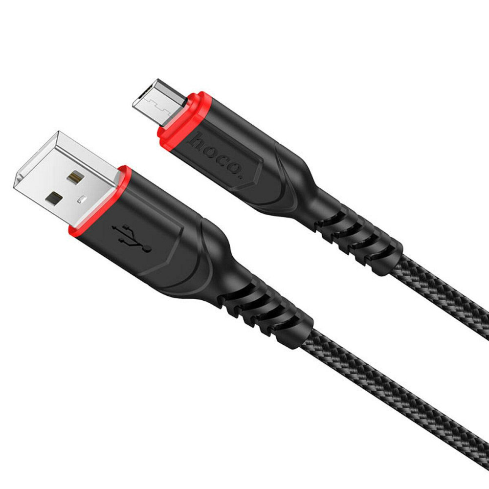Кабель HOCO X59 USB - Micro 2.4A, 1m, нейлон, TPE конектори, колір чорний 6931474744890 Одеса - фото 1