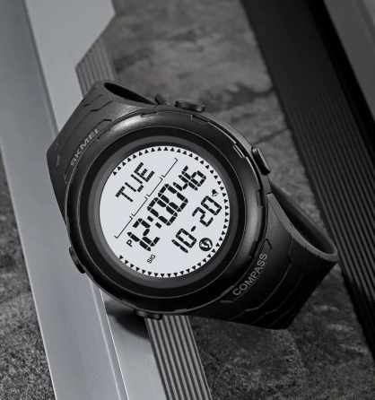 Годинник чоловічий наручний спортивний Skmei 2166 Compass з компасом і крокоміром (Чорний з білим) Вінниця