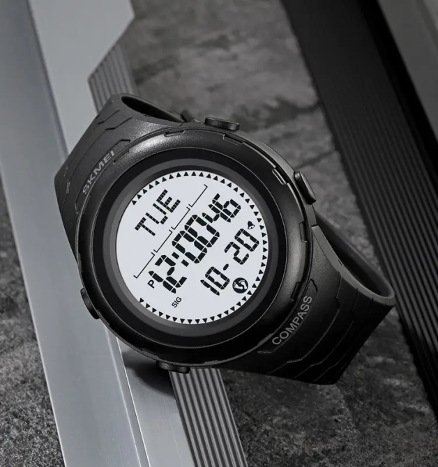 Годинник чоловічий наручний спортивний Skmei 2166 Compass з компасом і крокоміром (Чорний з білим) Вінниця - фото 4