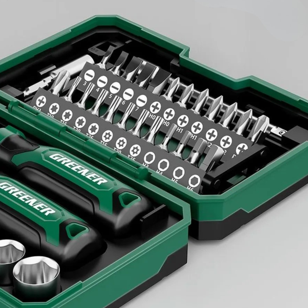 Набір інструментів для ремонту 40 шт: викрутка з перехідниками, тріскачка, набір біт, набір торцевих головок, в протиударному Кам'янець-Подільський - фото 7