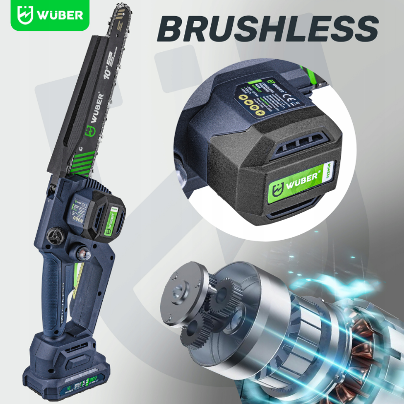 Акумуляторна пила ланцюгова + 2 акумулятори 2А·год 20В + 2 шини Wuber (Польща) Київ - фото 7