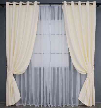 Комплект штор на люверсах VR-Textil Bagema Rvs № 1293ш Кремовый 150х250 см 2 шт (37-0023) Киев