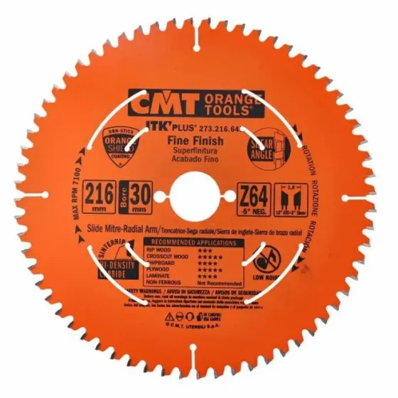 Пильный диск по ламинату CMT 216x30x64z K1.8/1.2 -5° Neg (273.216.64M) Одесса