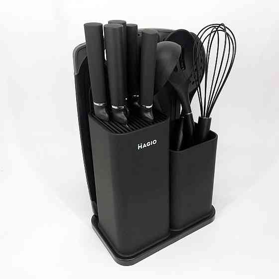 Набір кухонного начиння на підставці Magio MG-1097B, Силіконовий набір для кухні кухарського FV-55 Львів