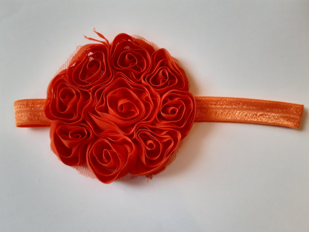 Дитяча пов'язка помаранчева - окружність 42-55см, квітка 8см Київ - фото 1