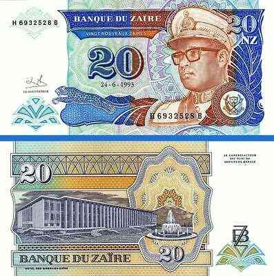 Заїр / Заир / Zaїre 20 Nouveaux Zaires 1993 Pick 56 UNC Полтава