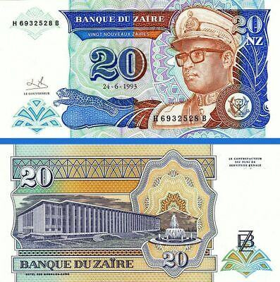 Заїр / Заир / Zaїre 20 Nouveaux Zaires 1993 Pick 56 UNC Полтава - фото 1