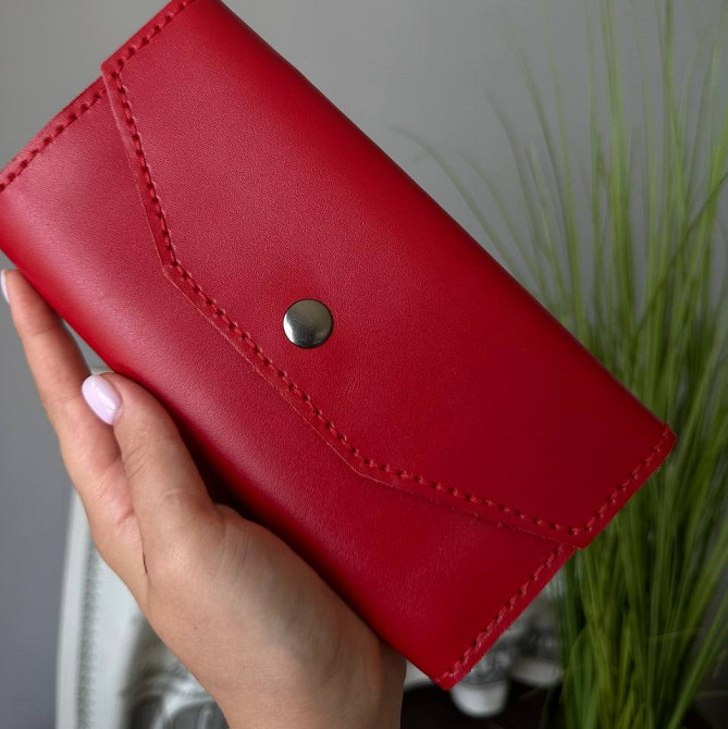 Гаманець Червоний клатч Флоренція шкіряний жіночий ручної роботи, стильний модний клатчMasterSem Київ - фото 2