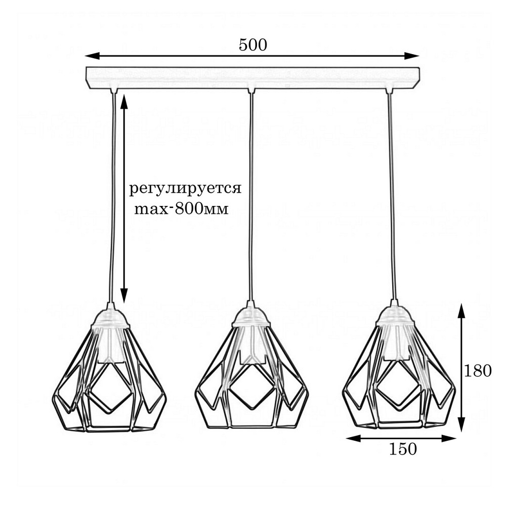 Люстра с подвесными плафонами лофт Е27-3 Milan NL 538-3 CR хром Одесса - изображение 4