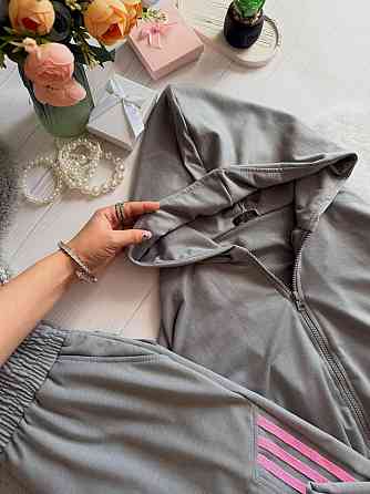 Жіночий стильний повсякденний костюм, двоколірний двонитка Сірий, 42/44 Одеса