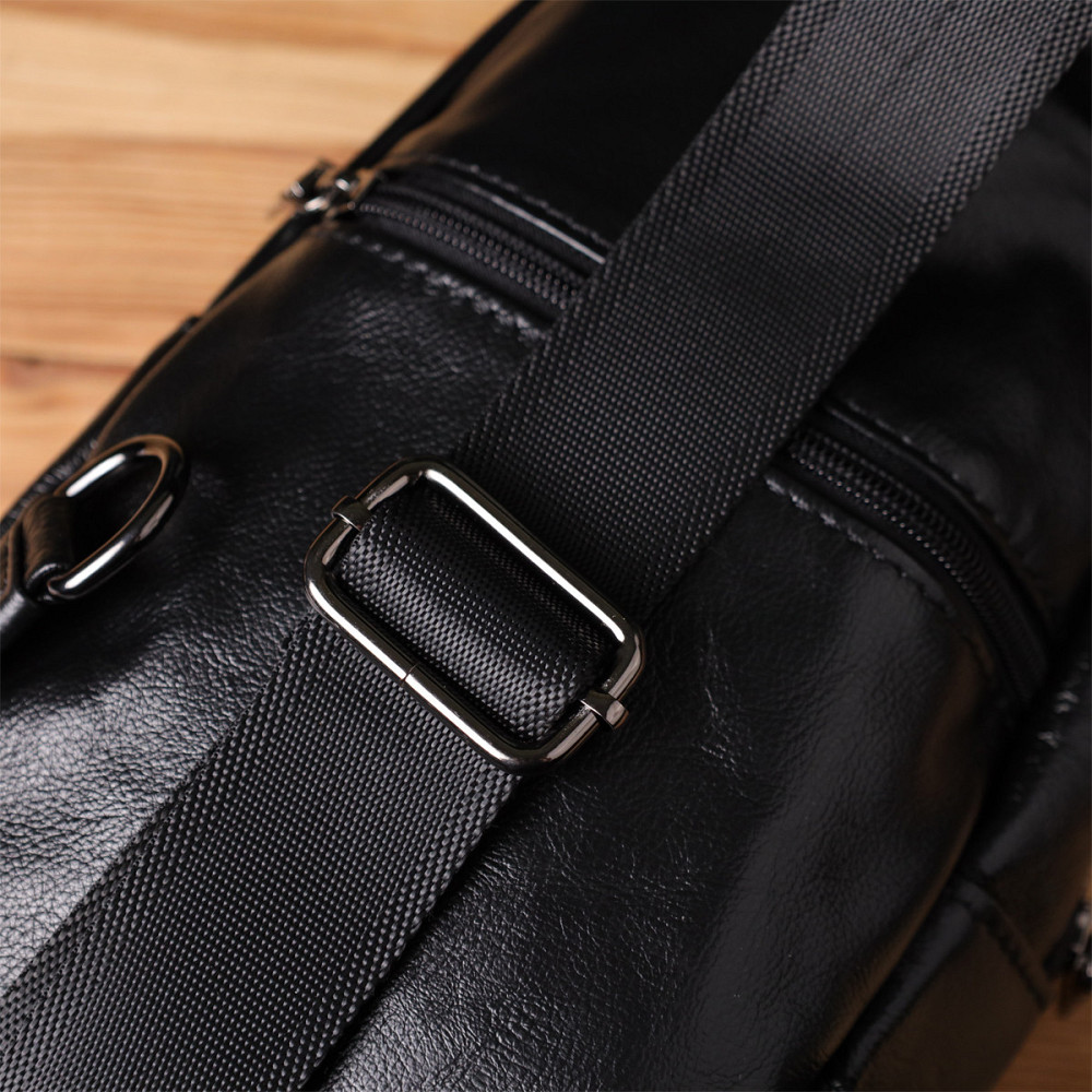 Мужская сумка через плечо из натуральной кожи Черный (Vintage) Киев - изображение 3