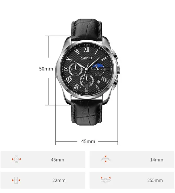 Годинник чоловічий наручний класичний Skmei 9260 (Сріблястий з чорним циферблатом) Вінниця - фото 7