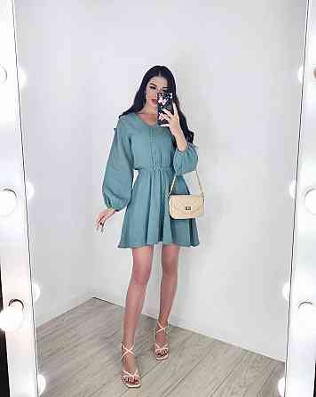 Женское легкое мини платье из натуральной ткани муслин Фисташковый, 48/52 Одесса