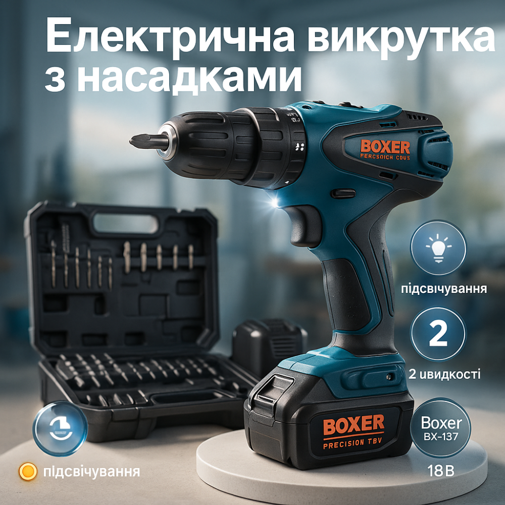 Портативный аккумуляторный шуруповерт Boxer BX-137 18В ID-79 Львов - изображение 13