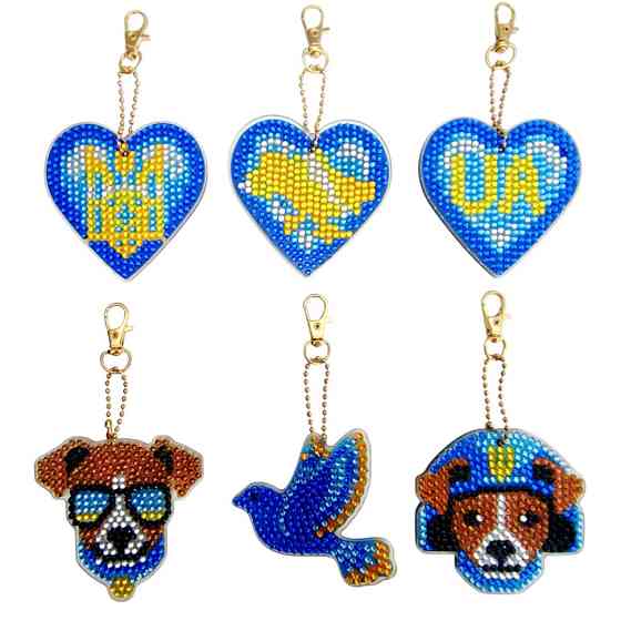 Набор брелков алмазная выкладка Патриотические BR40, 6 штук Винница