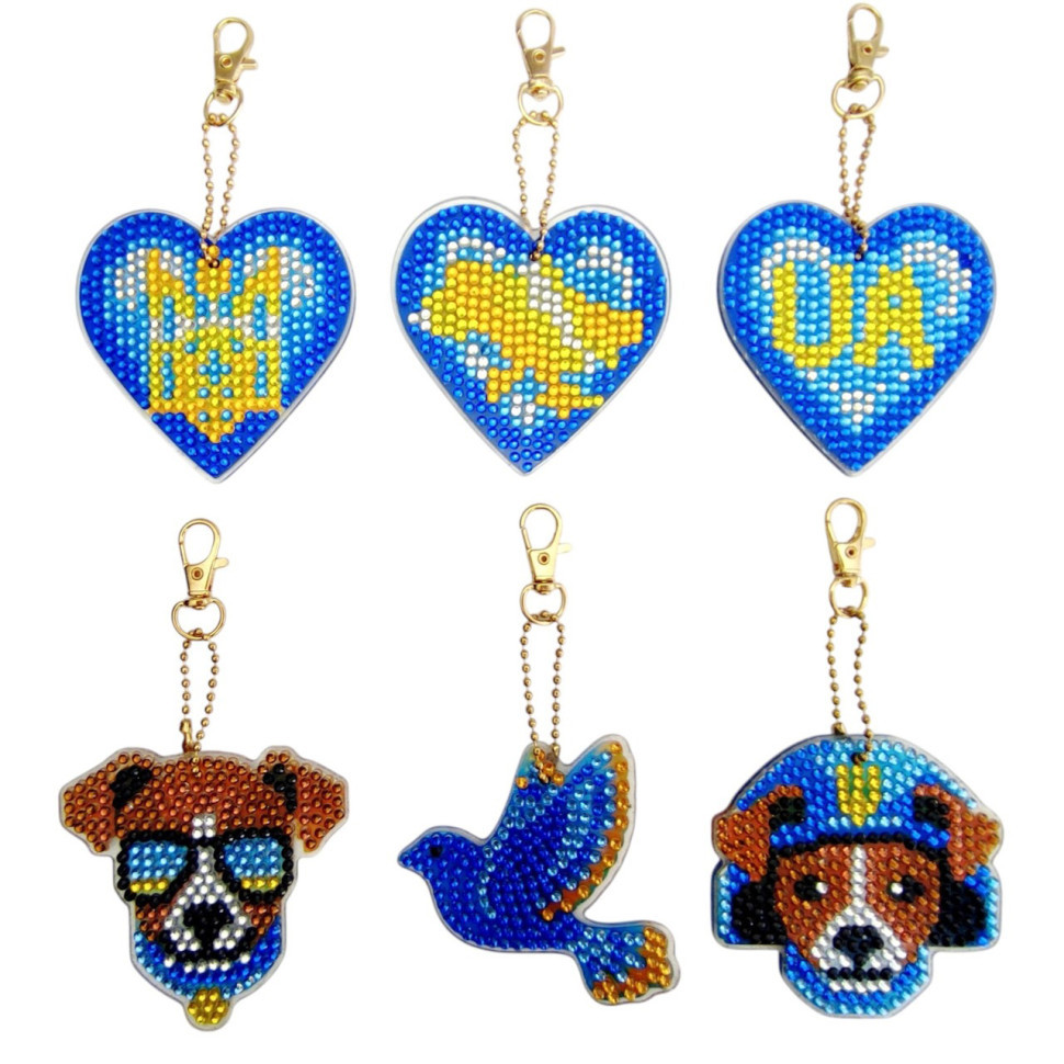 Набор брелков алмазная выкладка Патриотические BR40, 6 штук Винница - изображение 1