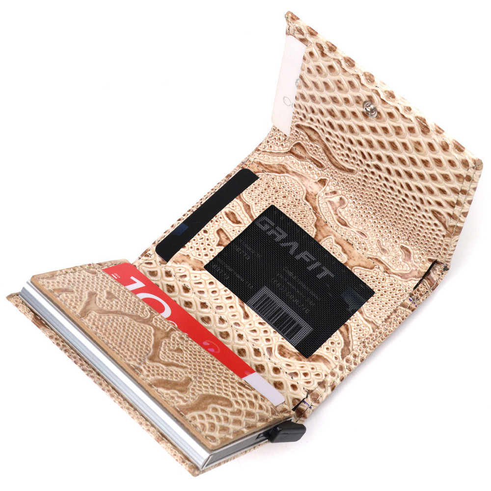 Візитниця із натуральної фактурної шкіри під змію Бежевий (KARYA) Київ - фото 10