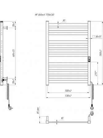 Электрический полотенцесушитель HF Oxford  770х530 TR K черный мат Киев
