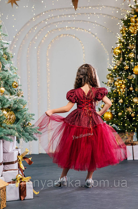 Святкова пишна бордова сукня для дівчинки з глітером Кривий Ріг - фото 2