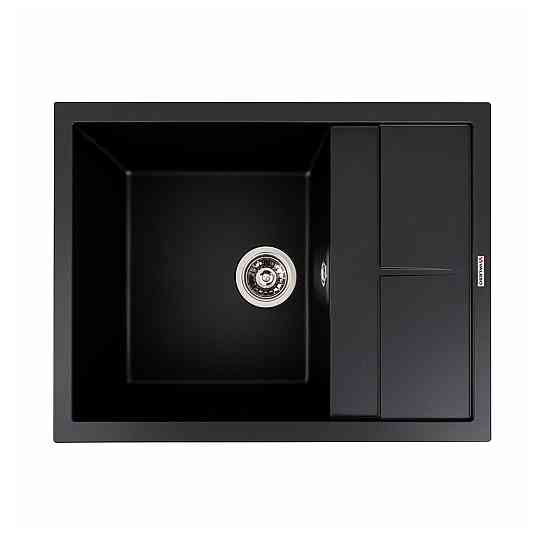 VALESO Комплект: Мийка 6550 LOTOS чорна + Змішувач BG77 чорний + Сифон 1041 Киев