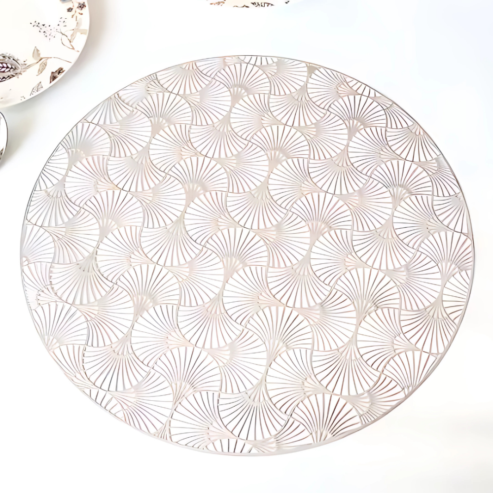 Сервировочная салфетка под горячее круглая 38х38 см, коврик сервировочный серебристый набор 2 шт Каменец-Подольский - изображение 3