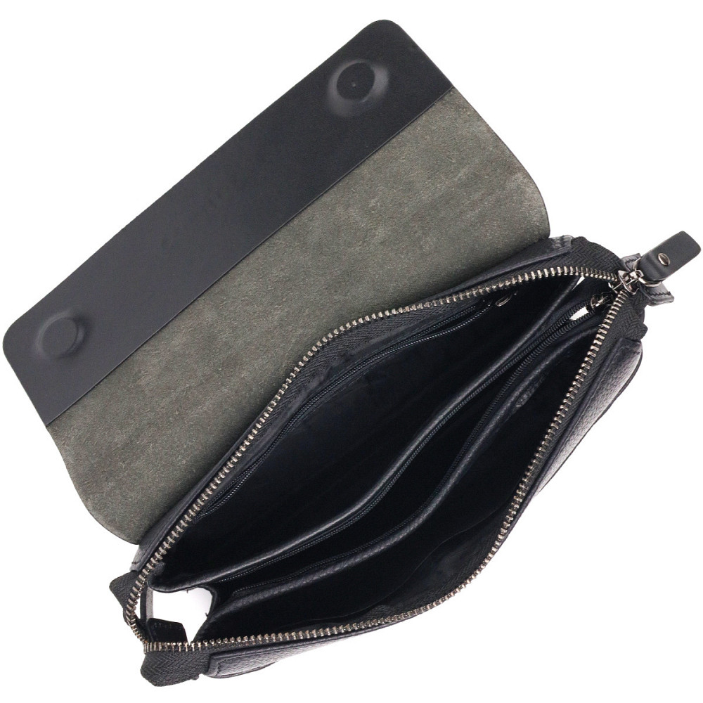 Красивый мужской клатч из натуральной комбинированной кожи CANPELLINI 21564 Черный Киев - изображение 4